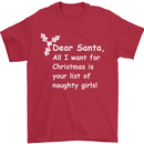 Santa Claus Naughty Girls Funny Christmas Mens T-Shirt Cotton Gildan Red