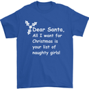 Santa Claus Naughty Girls Funny Christmas Mens T-Shirt Cotton Gildan Royal Blue