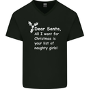 Santa Claus Naughty Girls Funny Christmas Mens V-Neck Cotton T-Shirt Black