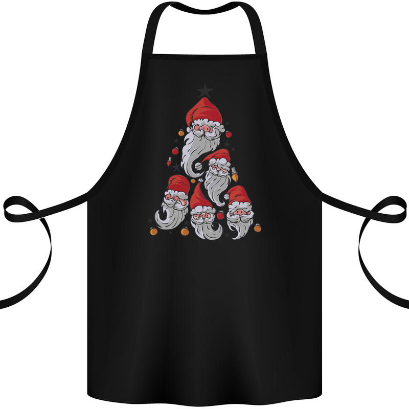 Santa Clause Christmas Tree Cotton Apron 100% Organic Black