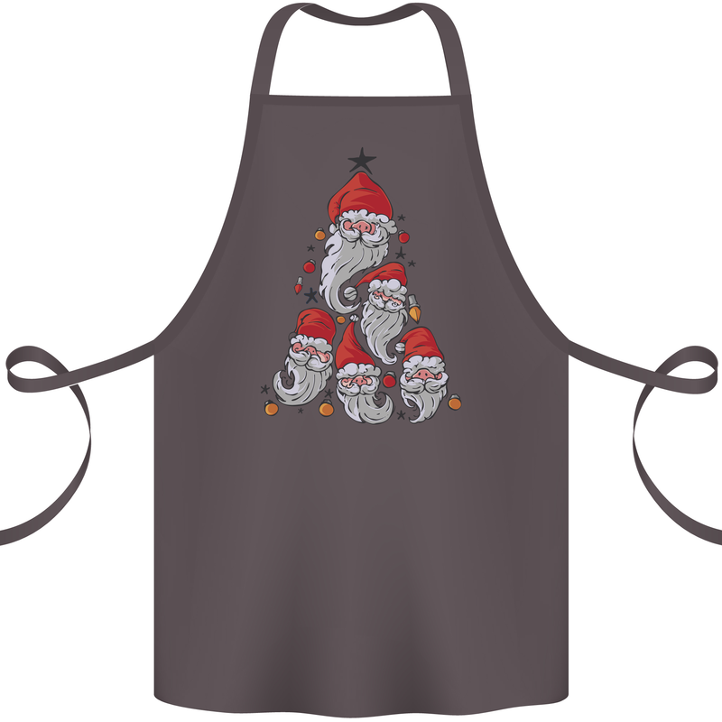 Santa Clause Christmas Tree Cotton Apron 100% Organic Dark Grey
