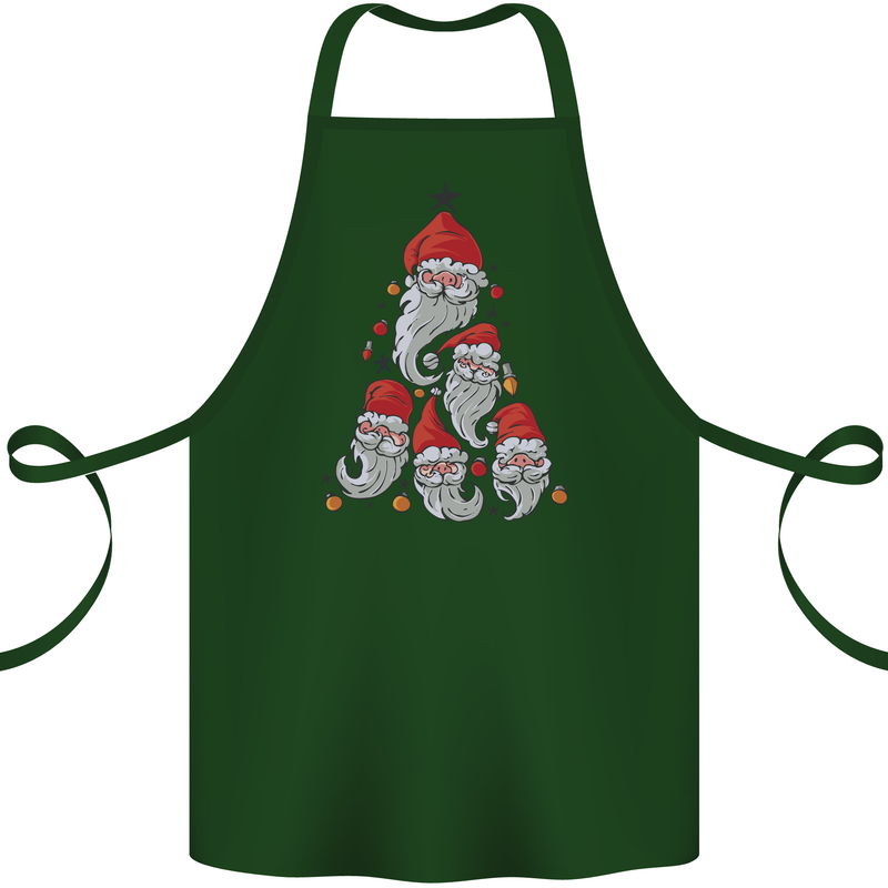 Santa Clause Christmas Tree Cotton Apron 100% Organic Forest Green