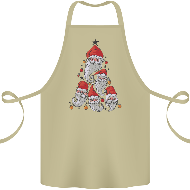 Santa Clause Christmas Tree Cotton Apron 100% Organic Khaki