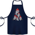 Santa Clause Christmas Tree Cotton Apron 100% Organic Navy Blue