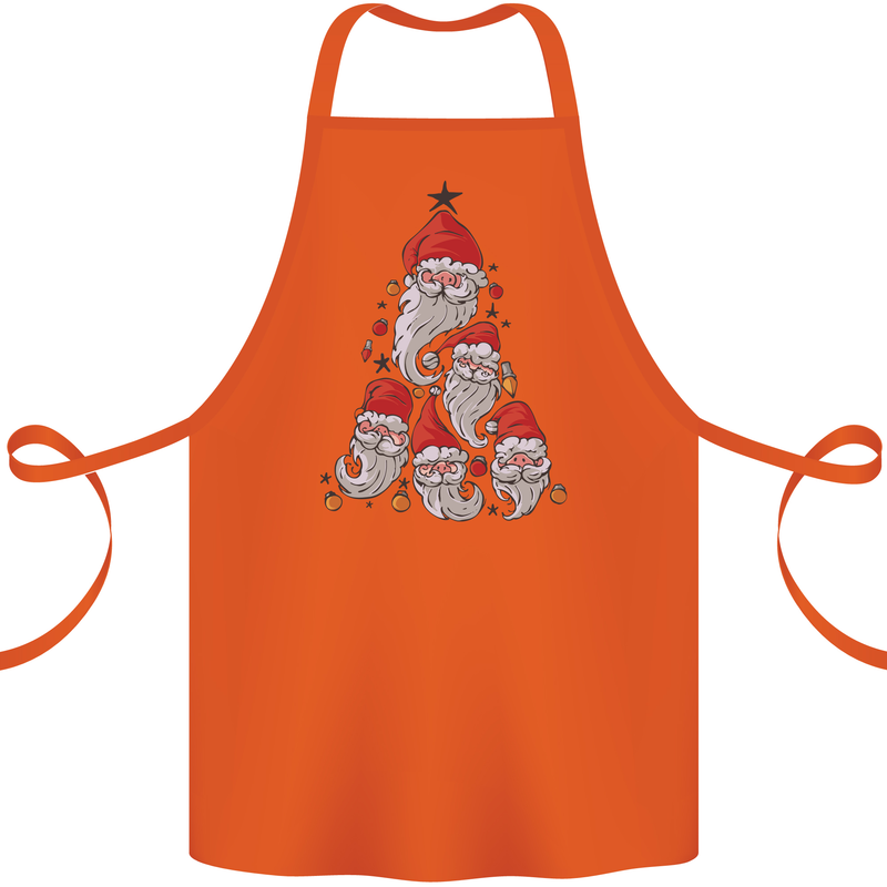 Santa Clause Christmas Tree Cotton Apron 100% Organic Orange