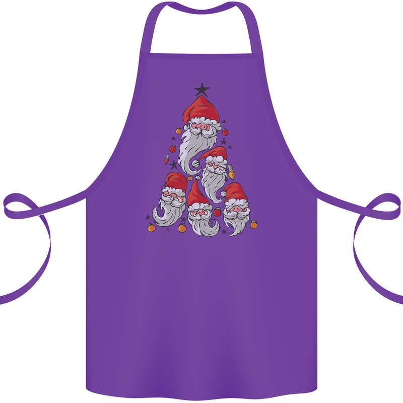 Santa Clause Christmas Tree Cotton Apron 100% Organic Purple