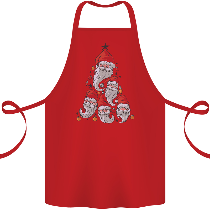 Santa Clause Christmas Tree Cotton Apron 100% Organic Red