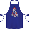 Santa Clause Christmas Tree Cotton Apron 100% Organic Royal Blue
