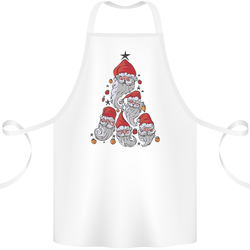 Santa Clause Christmas Tree Cotton Apron 100% Organic White