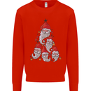 Santa Clause Christmas Tree Kids Sweatshirt Jumper Bright Red