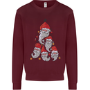 Santa Clause Christmas Tree Kids Sweatshirt Jumper Maroon