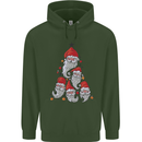 Santa Clause Christmas Tree Mens 80% Cotton Hoodie Forest Green