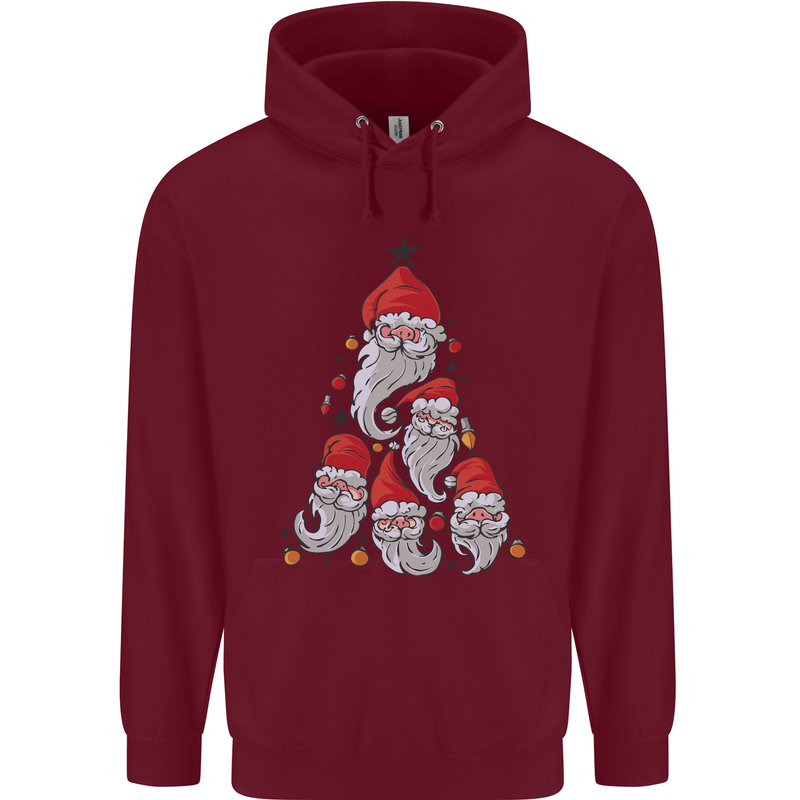 Santa Clause Christmas Tree Mens 80% Cotton Hoodie Maroon