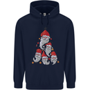 Santa Clause Christmas Tree Mens 80% Cotton Hoodie Navy Blue