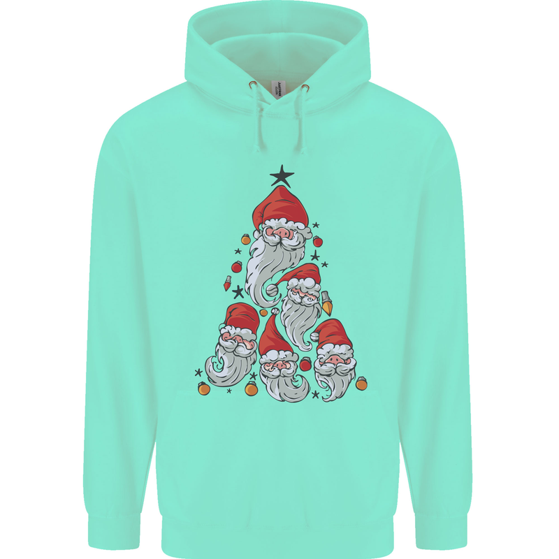 Santa Clause Christmas Tree Mens 80% Cotton Hoodie Peppermint