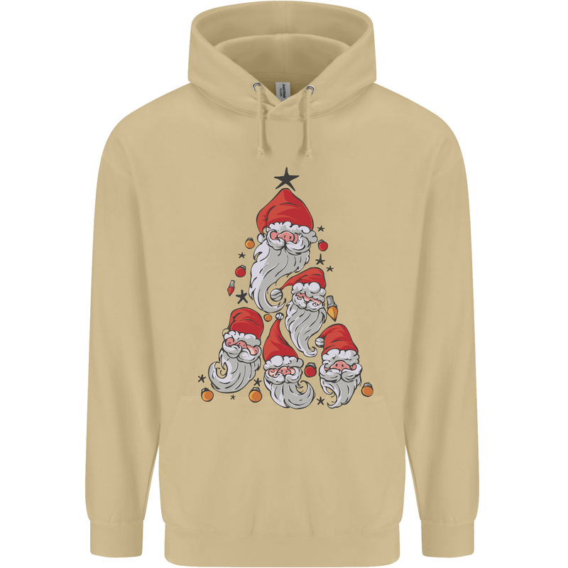 Santa Clause Christmas Tree Mens 80% Cotton Hoodie Sand