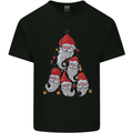 Santa Clause Christmas Tree Mens Cotton T-Shirt Tee Top Black