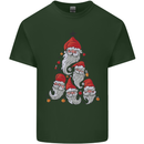 Santa Clause Christmas Tree Mens Cotton T-Shirt Tee Top Forest Green