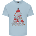 Santa Clause Christmas Tree Mens Cotton T-Shirt Tee Top Light Blue