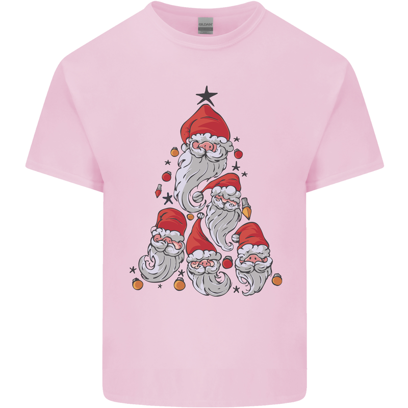Santa Clause Christmas Tree Mens Cotton T-Shirt Tee Top Light Pink