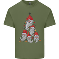 Santa Clause Christmas Tree Mens Cotton T-Shirt Tee Top Military Green