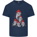Santa Clause Christmas Tree Mens Cotton T-Shirt Tee Top Navy Blue