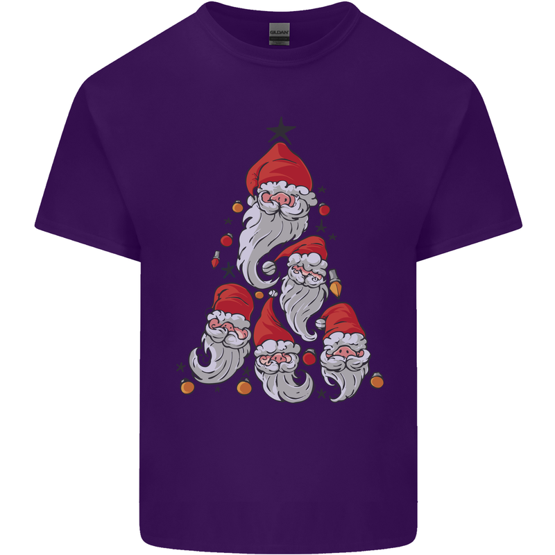 Santa Clause Christmas Tree Mens Cotton T-Shirt Tee Top Purple