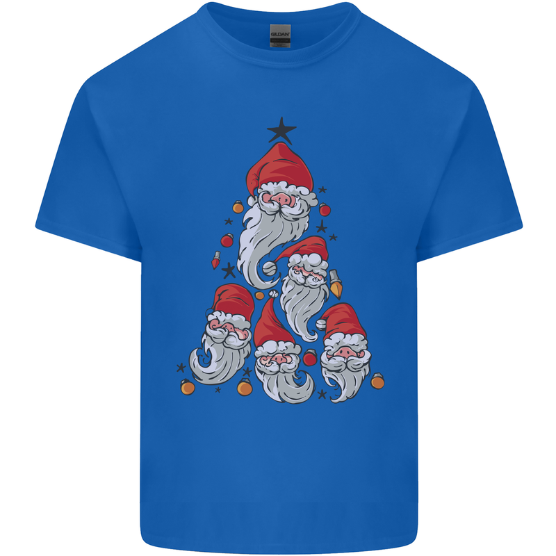 Santa Clause Christmas Tree Mens Cotton T-Shirt Tee Top Royal Blue