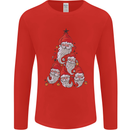 Santa Clause Christmas Tree Mens Long Sleeve T-Shirt Red