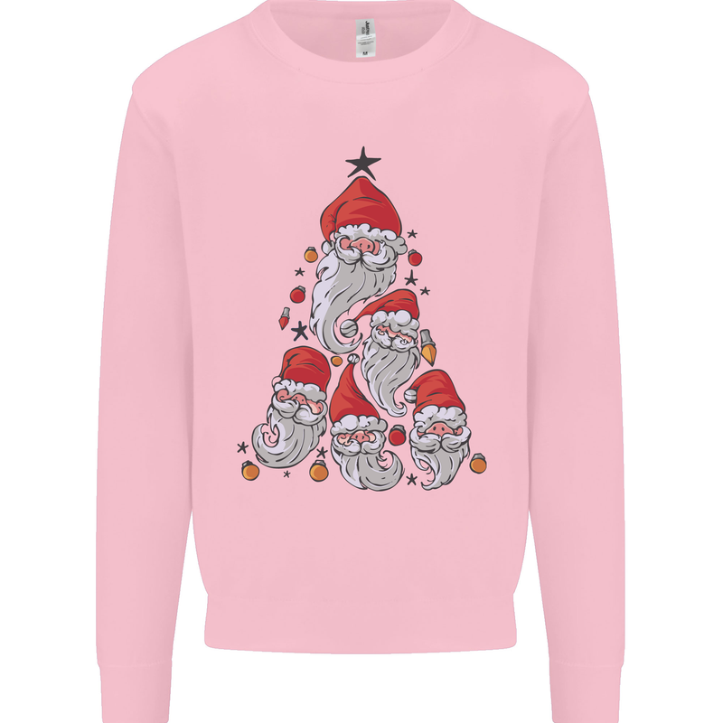 Santa Clause Christmas Tree Mens Sweatshirt Jumper Light Pink