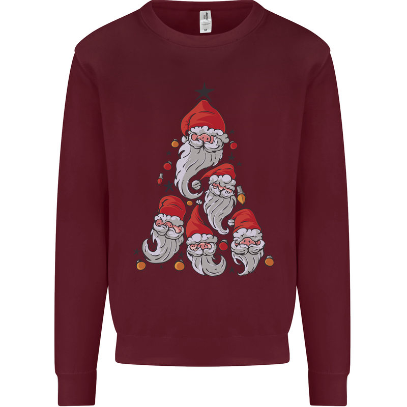 Santa Clause Christmas Tree Mens Sweatshirt Jumper Maroon