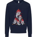 Santa Clause Christmas Tree Mens Sweatshirt Jumper Navy Blue