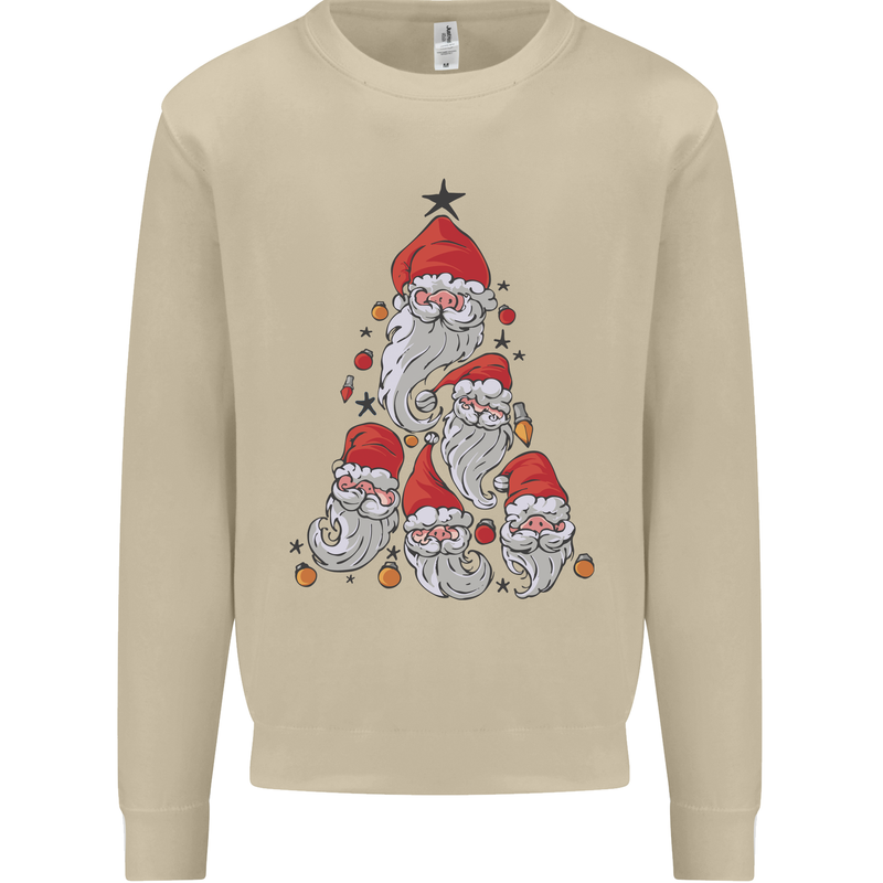 Santa Clause Christmas Tree Mens Sweatshirt Jumper Sand