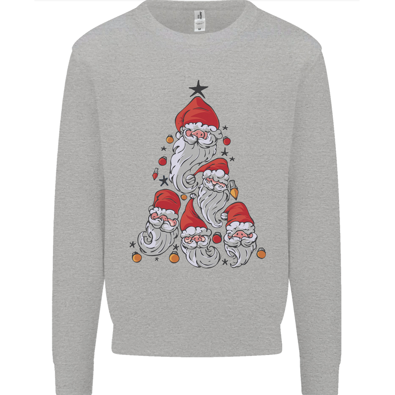 Santa Clause Christmas Tree Mens Sweatshirt Jumper Sports Grey