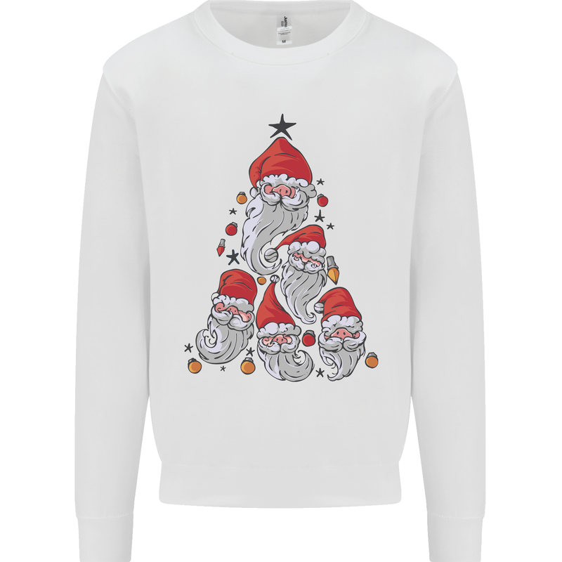 Santa Clause Christmas Tree Mens Sweatshirt Jumper White