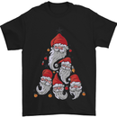 Santa Clause Christmas Tree Mens T-Shirt Cotton Gildan Black