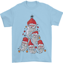 Santa Clause Christmas Tree Mens T-Shirt Cotton Gildan Light Blue