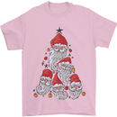 Santa Clause Christmas Tree Mens T-Shirt Cotton Gildan Light Pink