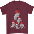 Santa Clause Christmas Tree Mens T-Shirt Cotton Gildan Maroon
