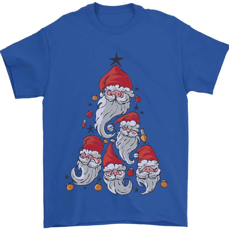 Santa Clause Christmas Tree Mens T-Shirt Cotton Gildan Royal Blue