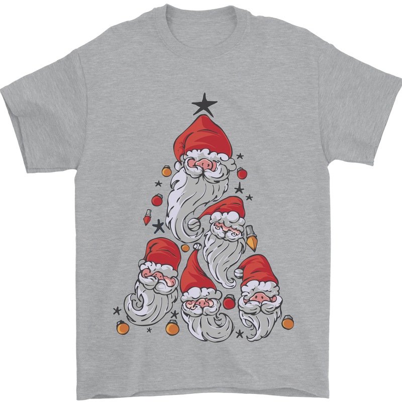 Santa Clause Christmas Tree Mens T-Shirt Cotton Gildan Sports Grey