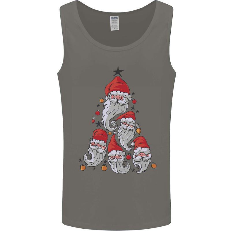 Santa Clause Christmas Tree Mens Vest Tank Top Charcoal