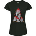 Santa Clause Christmas Tree Womens Petite Cut T-Shirt Black