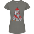 Santa Clause Christmas Tree Womens Petite Cut T-Shirt Charcoal