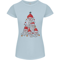 Santa Clause Christmas Tree Womens Petite Cut T-Shirt Light Blue