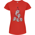 Santa Clause Christmas Tree Womens Petite Cut T-Shirt Red