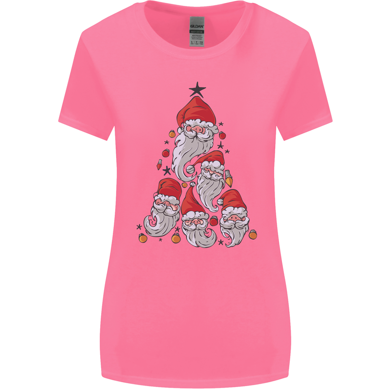 Santa Clause Christmas Tree Womens Wider Cut T-Shirt Azalea