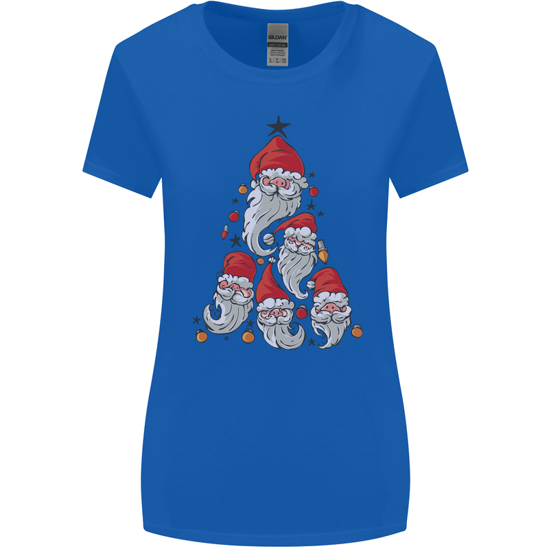 Santa Clause Christmas Tree Womens Wider Cut T-Shirt Royal Blue
