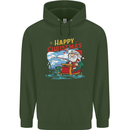 Santa Clause Fishing Funny Christmas Childrens Kids Hoodie Forest Green