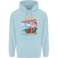 Santa Clause Fishing Funny Christmas Childrens Kids Hoodie Light Blue